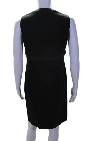 Valentino Roma Womens V Neck Sleeveless Pencil Dress Black Size 46