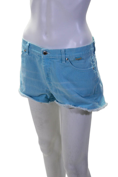 Escada Sport Womens Cotton Raw Hem Cutoff Denim Shorts Sky Blue Size 40