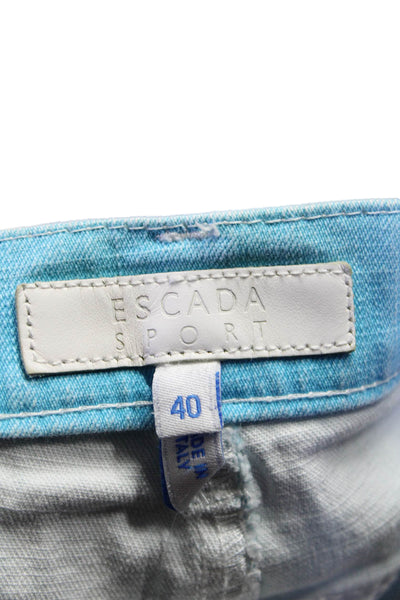 Escada Sport Womens Cotton Raw Hem Cutoff Denim Shorts Sky Blue Size 40