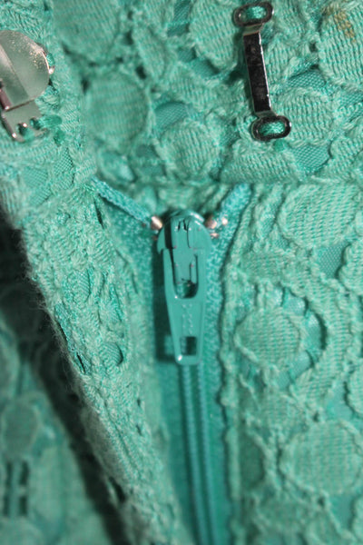 JP Womens Textured Wide Leg Zip Lace Long Casual Trouser Pants Green Size 2