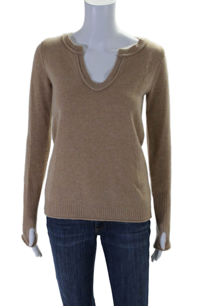 Calypso Saint Barth Womens Long Sleeve V Neck Cashmere Sweater Brown Size XS