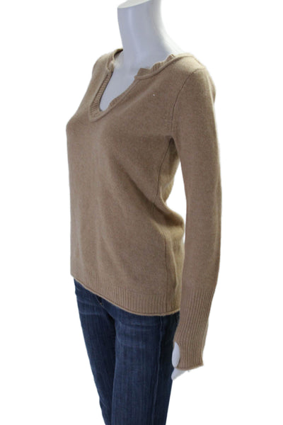 Calypso Saint Barth Womens Long Sleeve V Neck Cashmere Sweater Brown Size XS