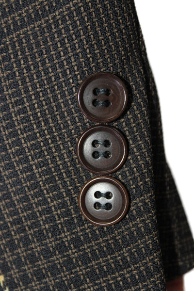 Pal Zileri Mens Two Button Notched Lapel Glen Plaid Blazer Jacket Brown IT 54