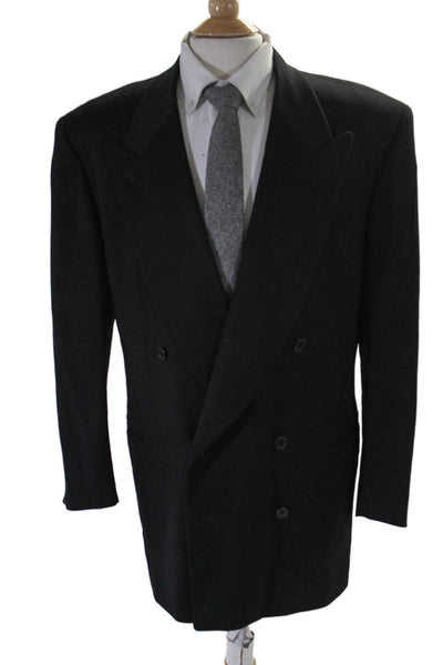 Pal Zileri Mens Double Breasted Pointed Lapel Cashmere Blazer Jacket Black IT 52