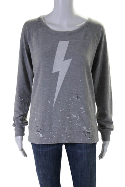 Chaser Womens Gray Graphic Print Crew Neck Long Sleeve Sweatshirt Size M