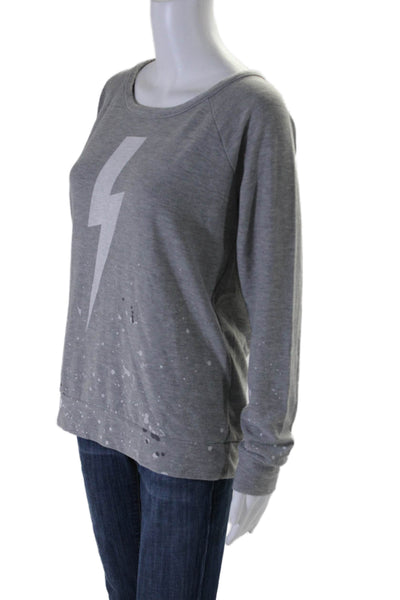 Chaser Womens Gray Graphic Print Crew Neck Long Sleeve Sweatshirt Size M