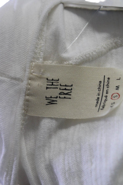 We The Free Womens Cotton White Cold Shoulder Short Sleeve Tee Top Size S