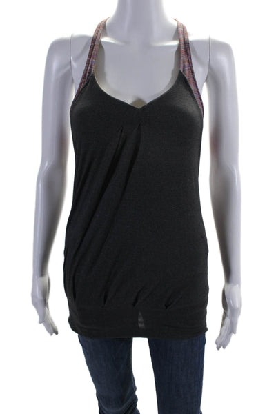 Lululemon Womens Colorblock Print V-Neck Built in Bra Active Tank Gray Size 4