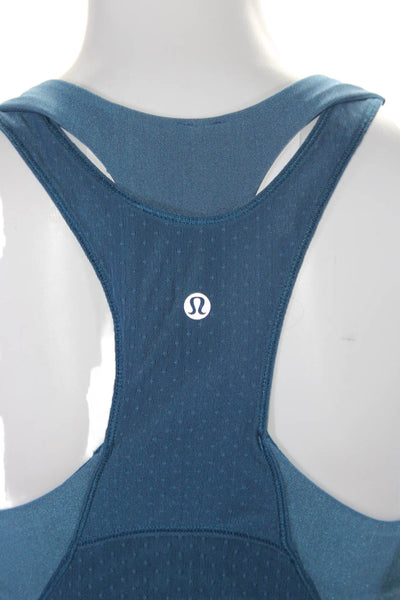 Lululemon Womens Mesh Two Tone High Neck Racerback Active Tank Top Blue Size 8