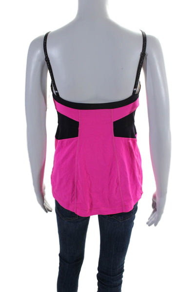 Lululemon Womens Spaghetti Strap Contour Active Tank Top Hot Pink Black Size 8