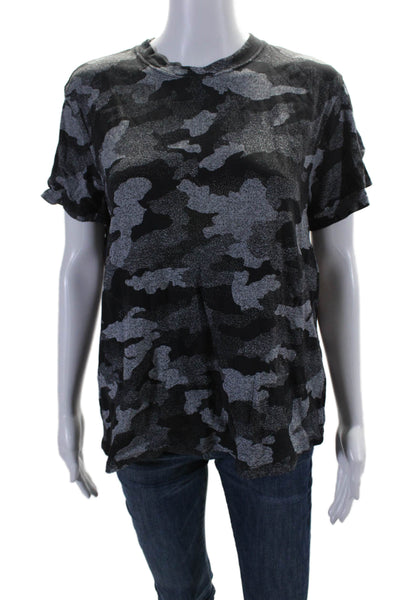 Lululemon Womens Camouflage Print Short Sleeve Crewneck Shirt Gray Black Size 6