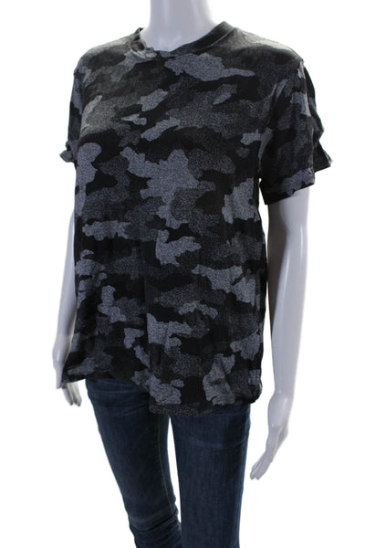 Lululemon Womens Camouflage Print Short Sleeve Crewneck Shirt Gray Black Size 6