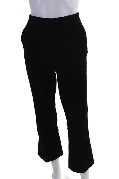 Frame Womens Velvet Straight Leg High Rise Pants Plush Black Cotton Size 2