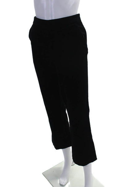 Frame Womens Velvet Straight Leg High Rise Pants Plush Black Cotton Size 2