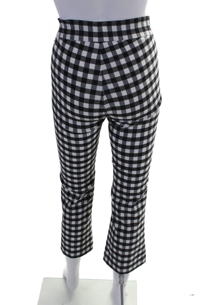 Avenue Montaigne Womens Plaid High Rise Flare Leg Pants Black White Size 2