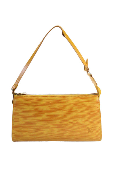 Louis Vuitton Womens Epi Leather Gold Tone Satchel Shoulder Handbag Yellow