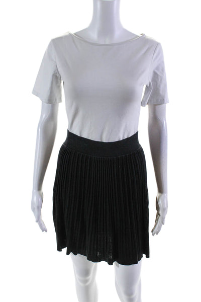 Balenciaga Knits Womens Silk Ribbed Elastic Slip-On A-Line Skirt Black Size 3