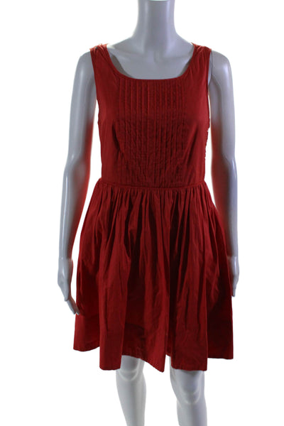 Moulinette Soeurs Womens Cotton Lace Textured Zipped Ruched Dress Red Size 4