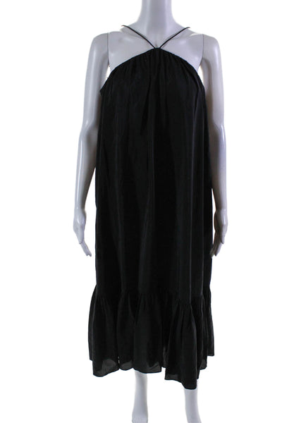 Zimmermann Womens Silk Black Broach Detail Halter Sleeveless A-Line Dress Size 2