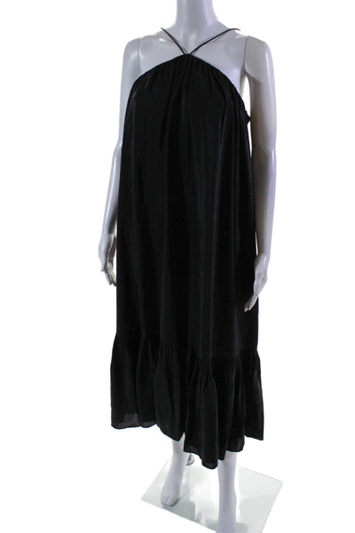 Zimmermann Womens Silk Black Broach Detail Halter Sleeveless A-Line Dress Size 2