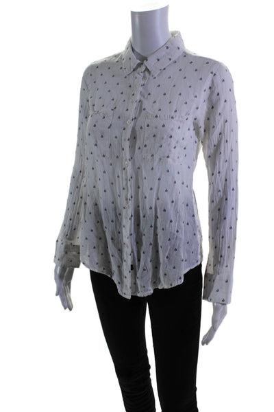 Rails Womens Cotton texture Collar Button Long Sleeve Blouse White Size XS