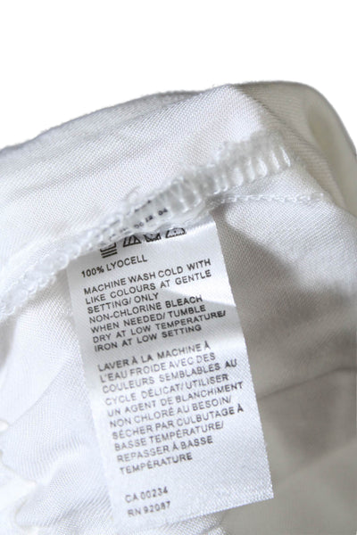 Saks Fifth Avenue Womens Texture Elastic Waistband Ruffle Belt Shorts White Size