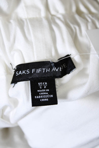 Saks Fifth Avenue Womens Texture Elastic Waistband Ruffle Belt Shorts White Size