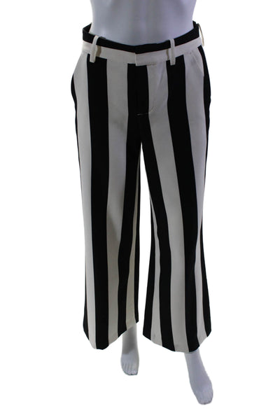 Alice + Olivia Womens Zip Line Stripped Straight Leg Dress Pants Black Size 0