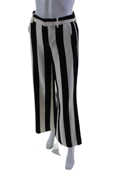 Alice + Olivia Womens Zip Line Stripped Straight Leg Dress Pants Black Size 0