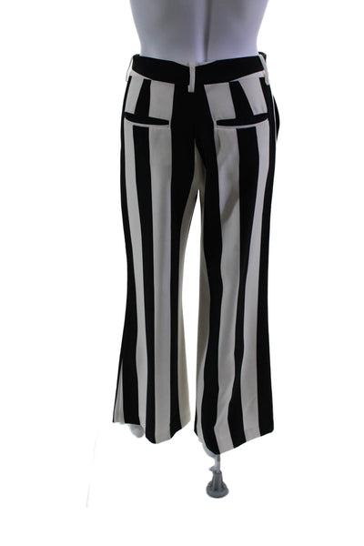 Alice + Olivia Womens Zip Line Stripped Straight Leg Dress Pants Black Size 0