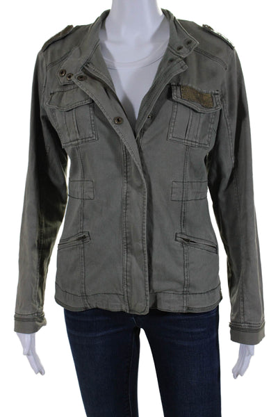 Vintage Havana Women's Long Sleeves Full Zip Utility Coat Jacket Green Size M