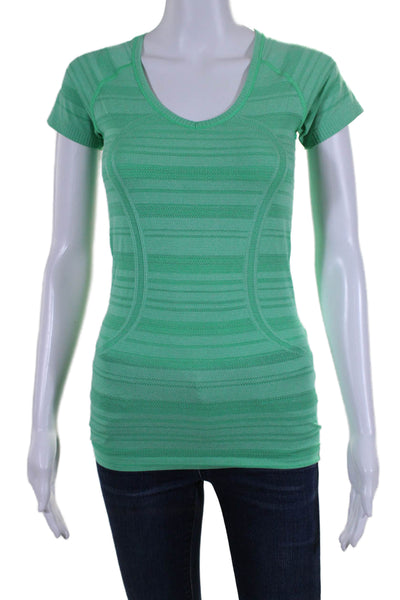 Lululemon Women's V-Neck Short Sleeves Basic Workout T-Shirt Green Size S