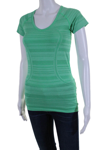 Lululemon Women's V-Neck Short Sleeves Basic Workout T-Shirt Green Size S