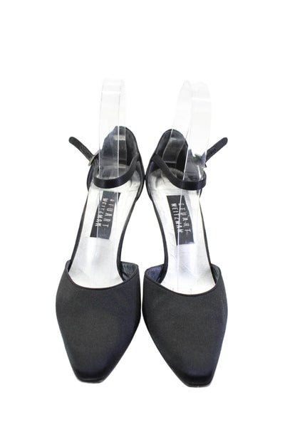 Stuart Weitzman Womens Patent Leather Peep Toe Pumps Black Size 6.5