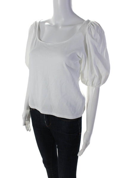 Theory Womens Short Sleeve Scoop Neck Tee Shirt White Cotton Size Small