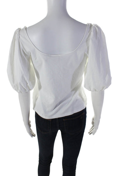 Theory Womens Short Sleeve Scoop Neck Tee Shirt White Cotton Size Small