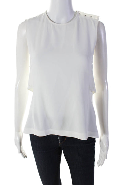 Derek Lam 10 Crosby Womens Sleeveless Back Cut Out Crew Neck Top White Size 2