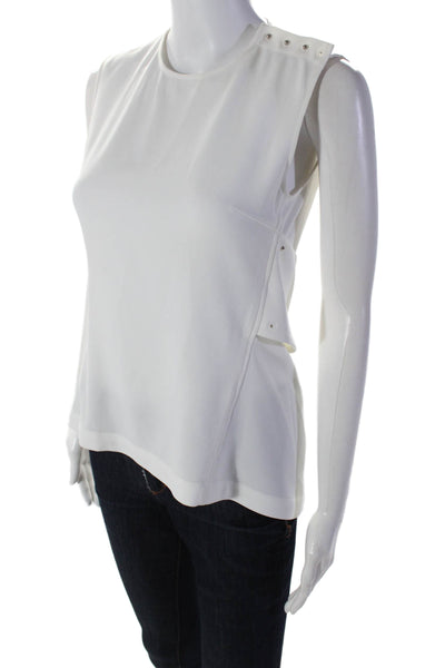 Derek Lam 10 Crosby Womens Sleeveless Back Cut Out Crew Neck Top White Size 2