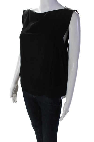 3.1 Phillip Lim Womens Sleeveless Boat Tie Neck Silk Blouse Black Size 0