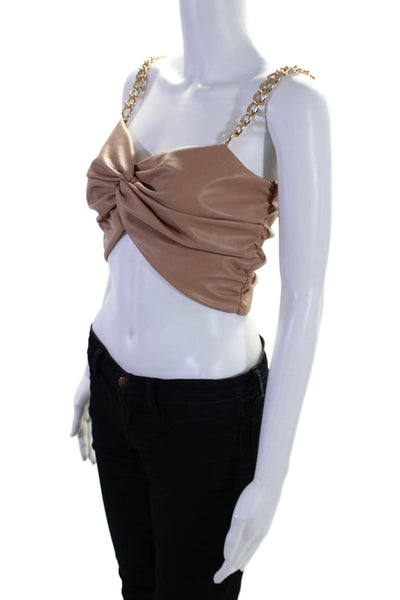 AMUR Womens Faux Leather Chain Strap Crop Top Pink Size 2