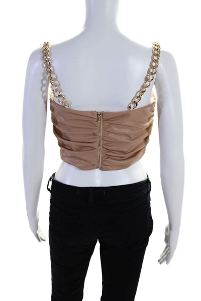 AMUR Womens Faux Leather Chain Strap Crop Top Pink Size 2