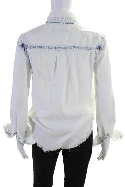 Generation Love Womens Chambray Long Sleeve Button Down Shirt White Size S