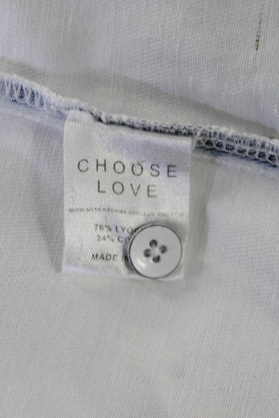 Generation Love Womens Chambray Long Sleeve Button Down Shirt White Size S