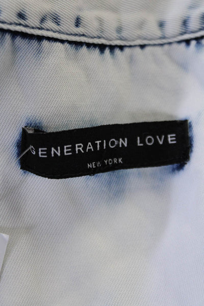 Generation Love Womens Chambray Long Sleeve Button Down Shirt White Size S