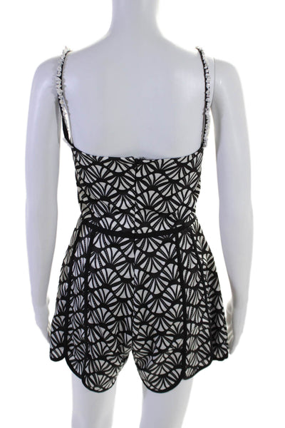 Azulu Womens Abstract Print Sleeveless Sweetheart Romper Black White Size XS