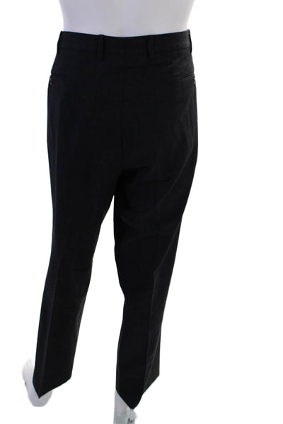 Incotex Men's Hook Closure Flat Front Straight Leg Dress Pants Black Size 40