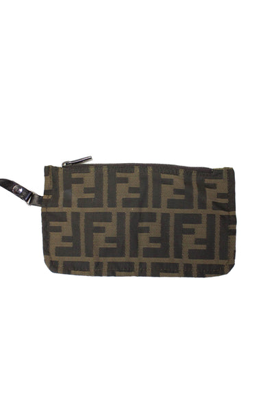 Fendi Womens Zucca Brown Monogram Fabric Tote Bag Handbag with Pouch