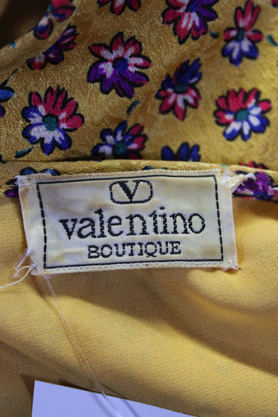 Valentino Boutique Womens Short Sleeve Floral Zip Up Peplum Dress Yellow Size 10