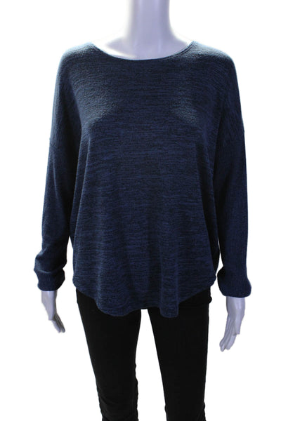 Rag & Bone Womens Heather Blue Scoop Neck Long Sleeve Sweater Top Size M