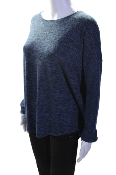 Rag & Bone Womens Heather Blue Scoop Neck Long Sleeve Sweater Top Size M